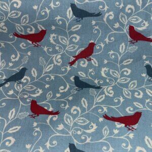 JOANN FABRICS Keepsake Calico Red Blue birds vines COTTON  3 YARDS QUILT/CRAFTS
